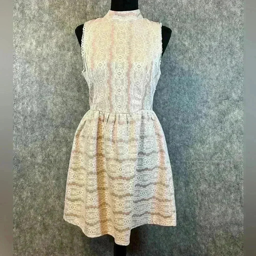 Altar'd State Ivory Lace Fit-and-Flare Dress